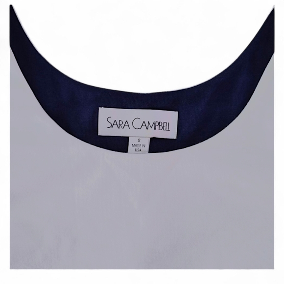 Sara Campbell Navy Blue & White Scallop Dress Womens Size Small - Picture 9 of 11